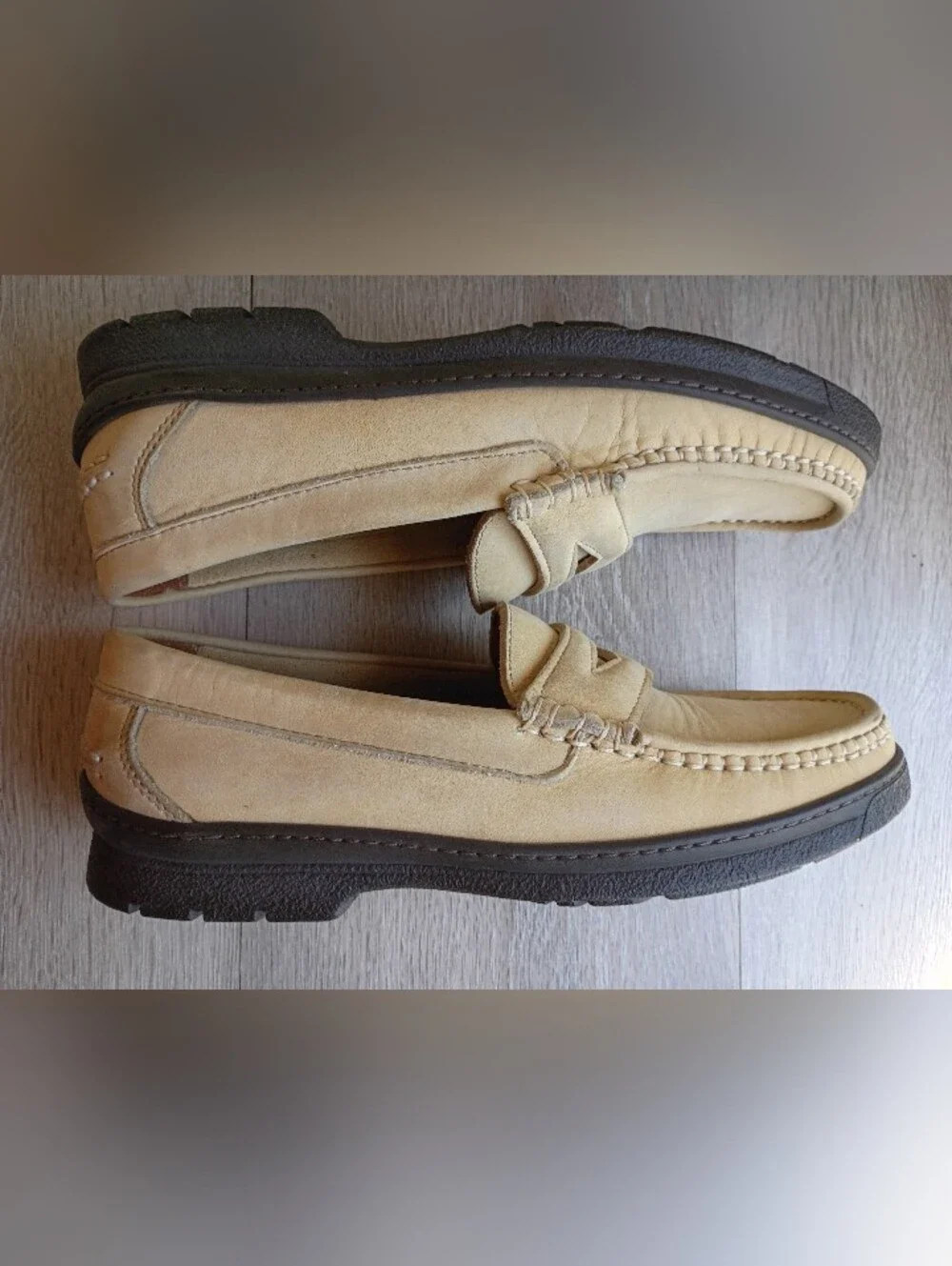 Men's Hush Puppies Penny Loafers Tan Sz 8.5 Med New Leather Upper Comfort